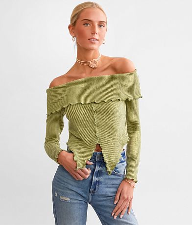 Willow &amp; Root Split Front Off The Shoulder Top FULL_LEFT_SIDE