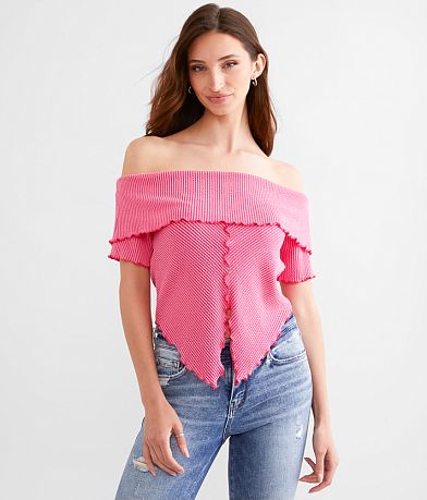 Willow & Root Split Front Off The Shoulder Top front view