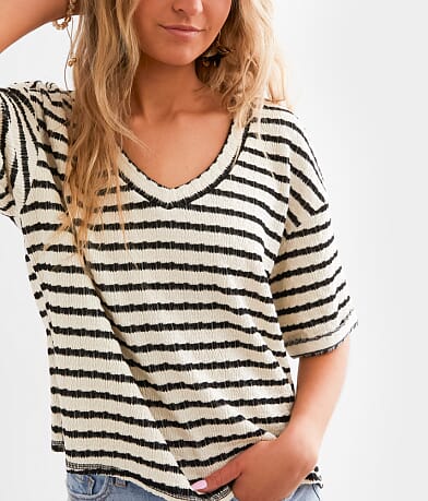 BKE Striped Knit Top misc detail 1 view