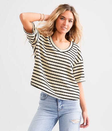 BKE Striped Knit Top front view