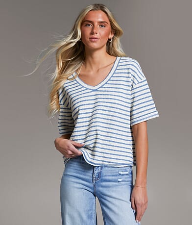 BKE Striped Knit Top front view