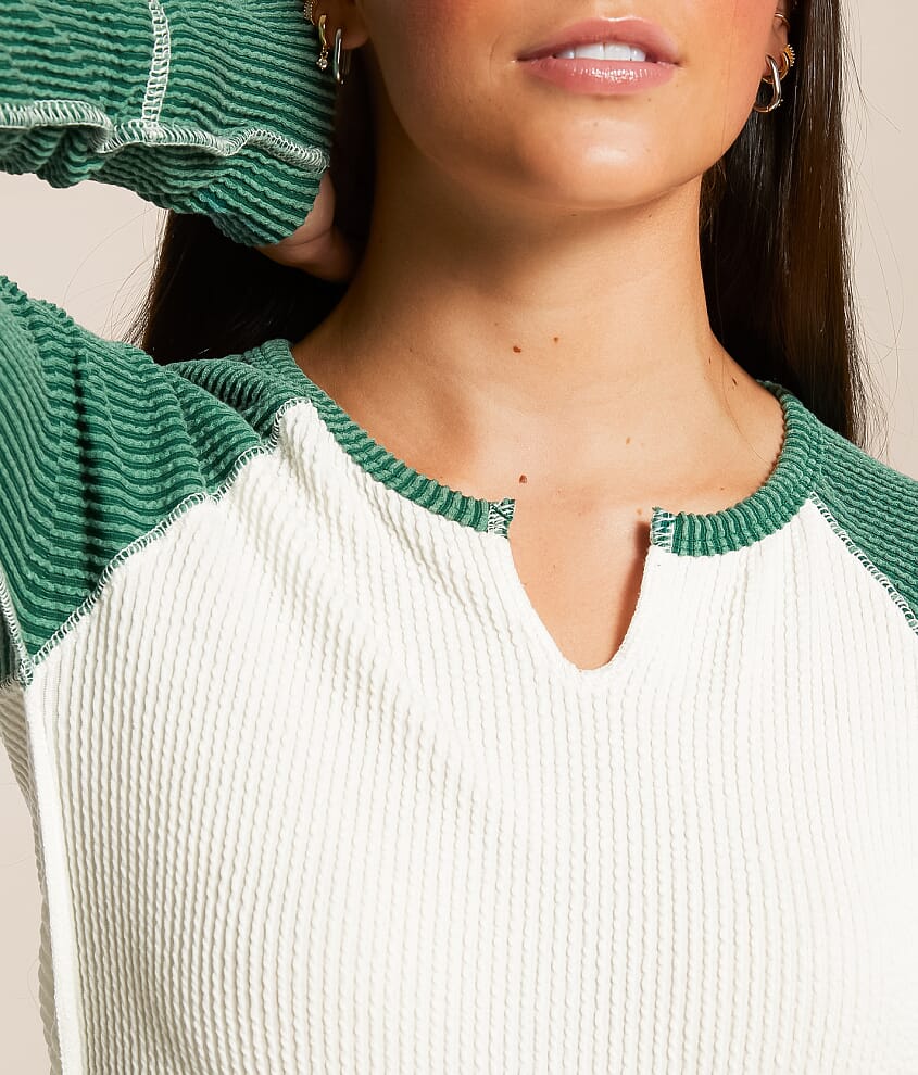Notch Neck Raglan Top - thumbnail 4