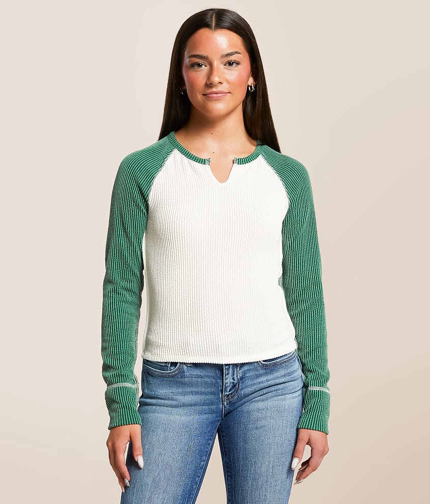 Notch Neck Raglan Top - thumbnail 2