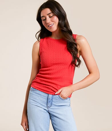 Daytrip Textured High Neck Tank Top front view