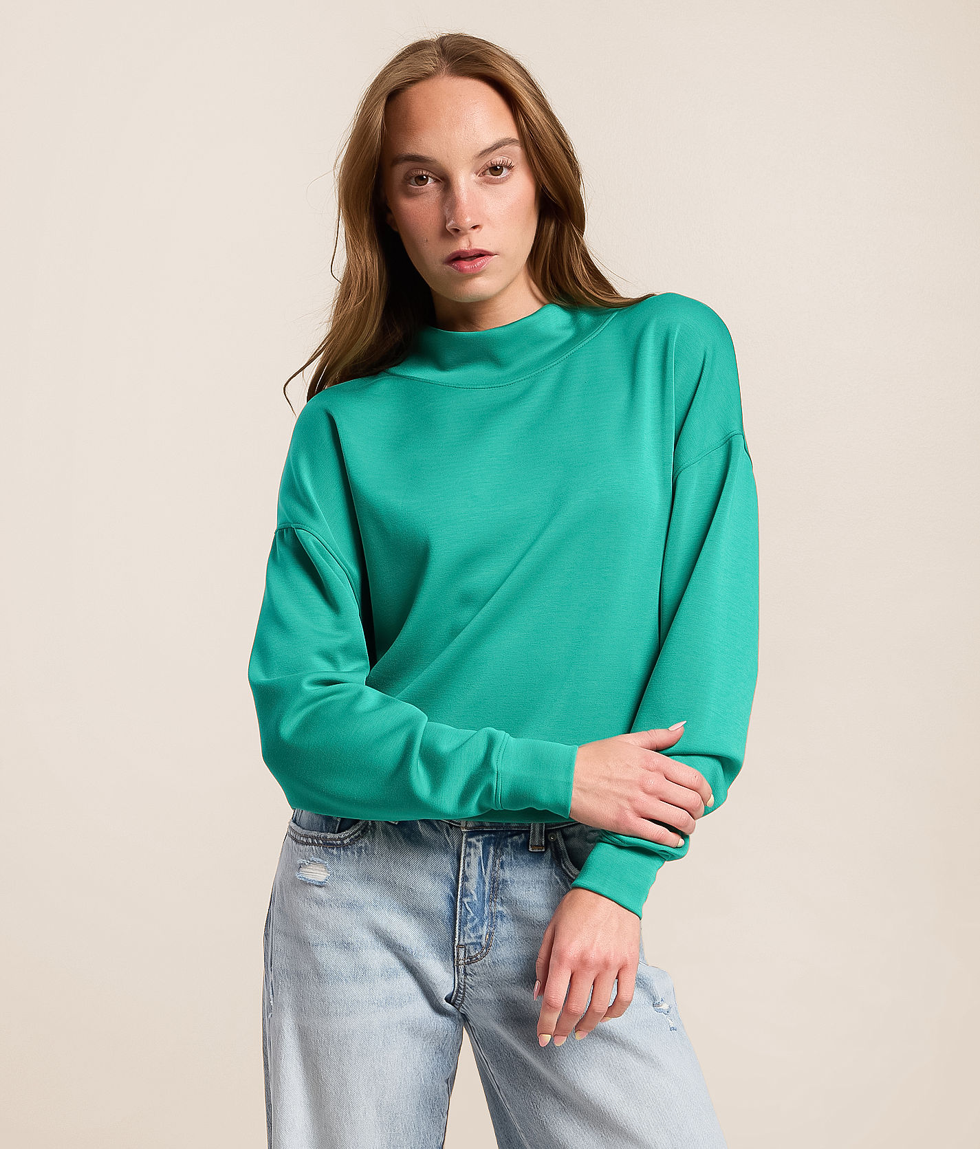 FITZ + EDDI Mock Neck Pullover - Women's Sweatshirts in Alhambra