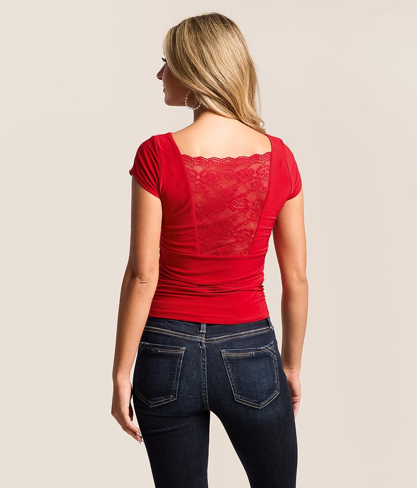 Ruched Back Lace Top