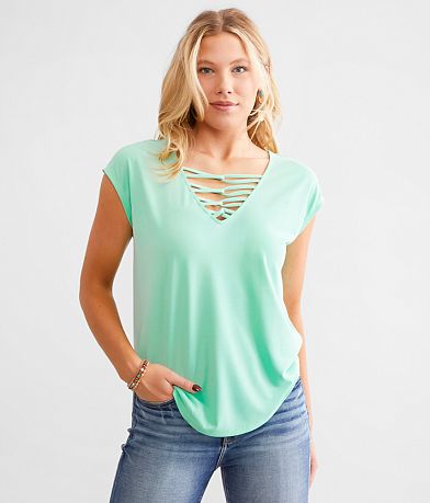 Daytrip Strappy Double V-Neck Top front view