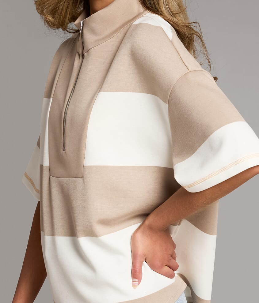 Striped Quarter Zip Pullover