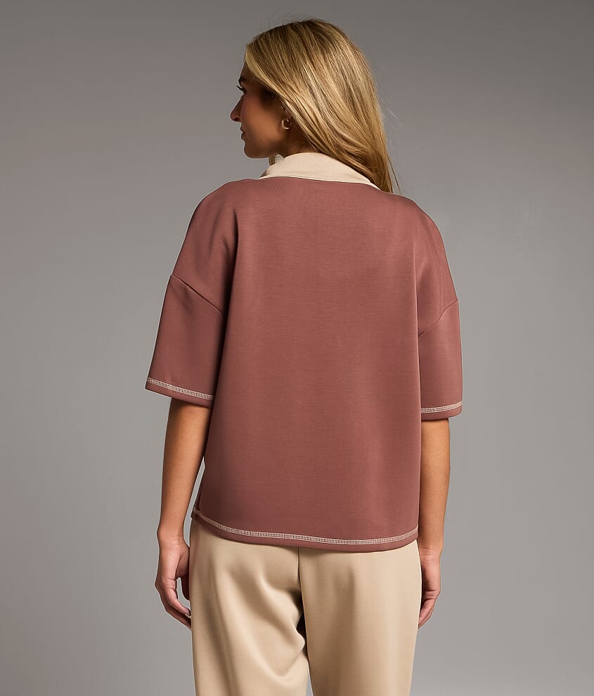 Color Block Quarter Zip Pullover