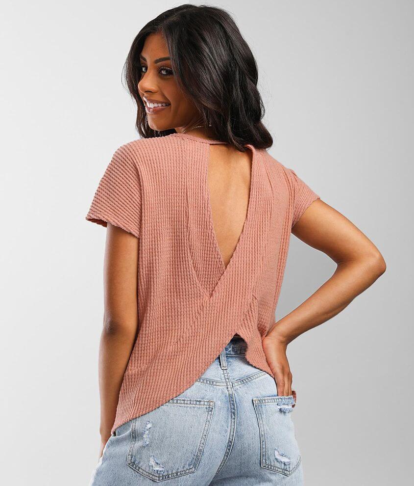 BKE Open Back Top - Women's Shirts/Blouses in Heathered Desert