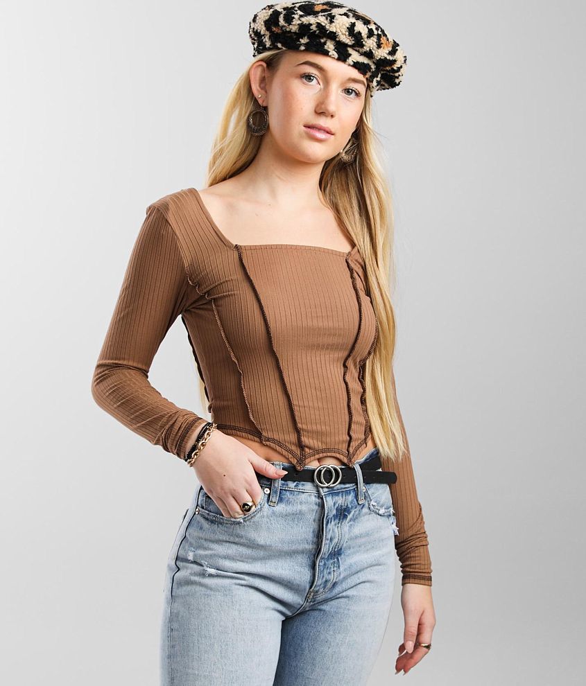 Square Neck Ribbed Crop Top