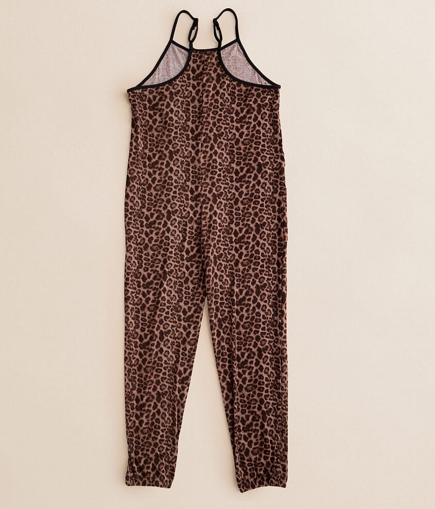 Girls - Cheetah Ribbed Jumpsuit