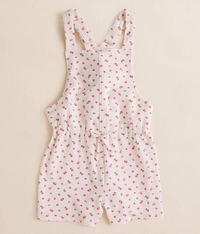 BKE Girls - Floral Ribbed Overall Short front view