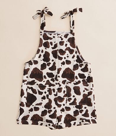 BKE Girls - Cow Print Cuffed Romper front view