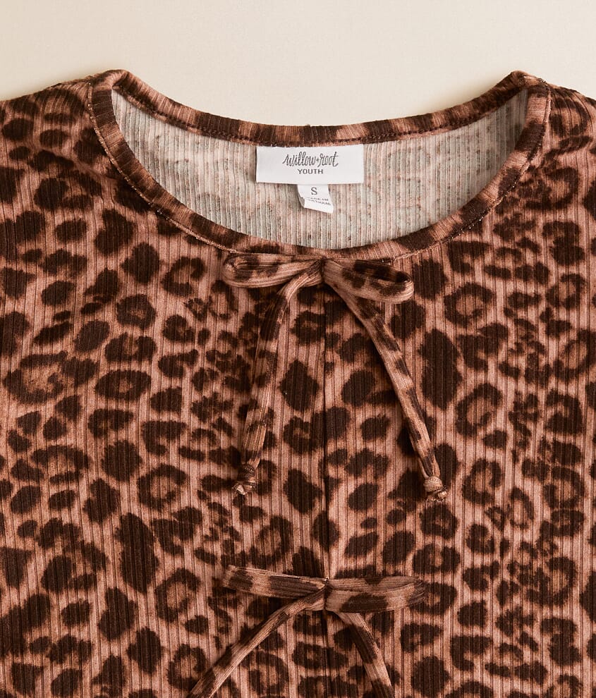 Girls - Cheetah Bow Peplum Top