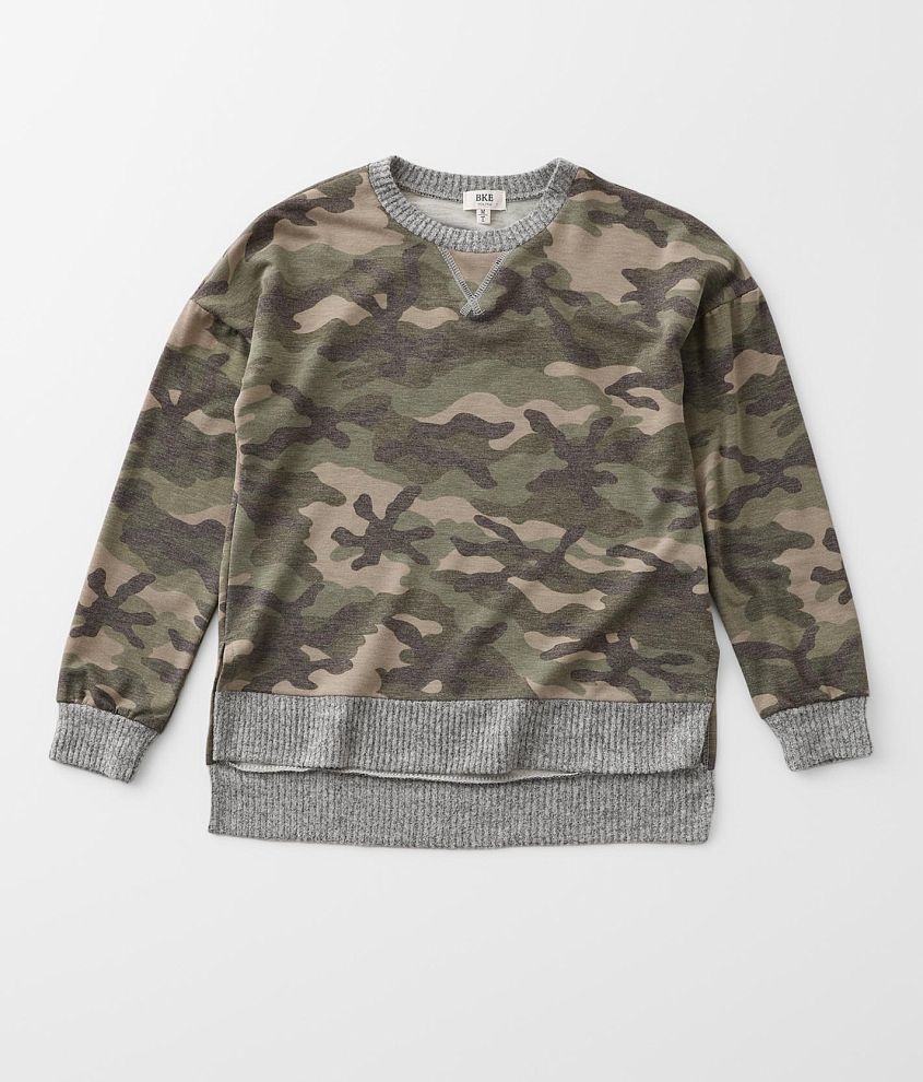 Girls - BKE Washed Camo Pullover front view
