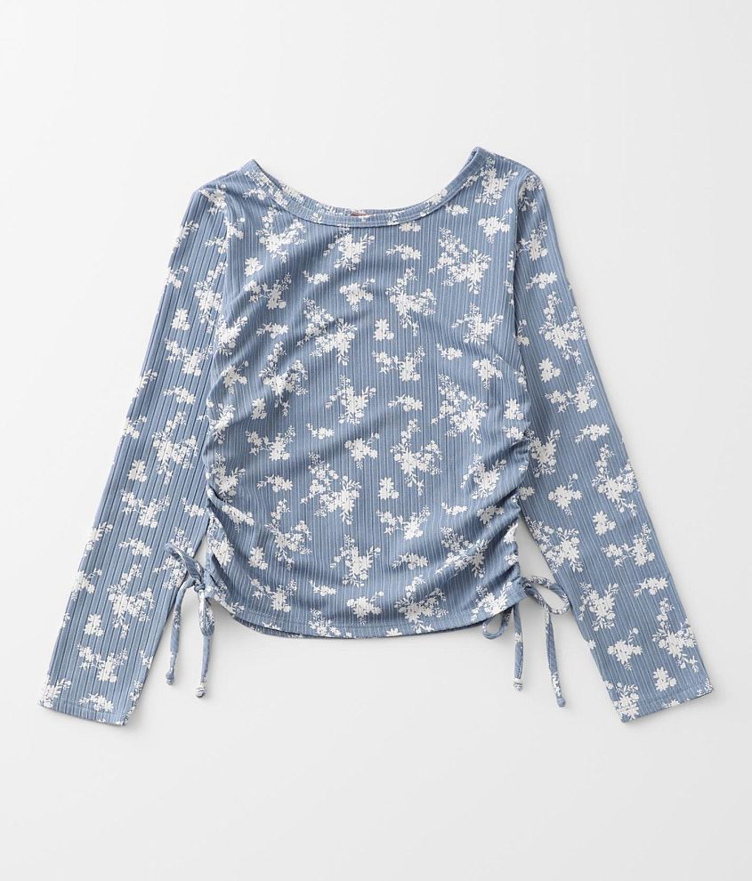 Girls - Willow &#38; Root Floral Ribbed Top front view
