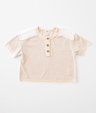 BKE Girls - Waffle Henley front view