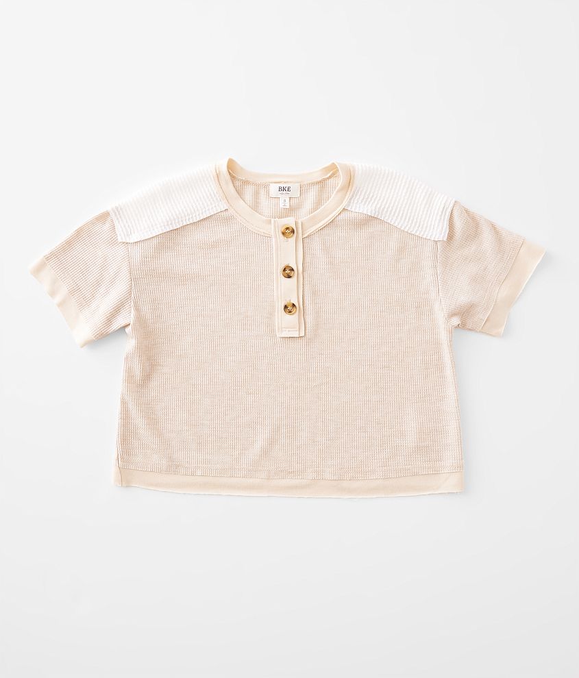 Girls - BKE Waffle Henley front view