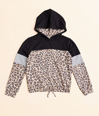 BKE Girls - Cheetah Print Hoodie front view