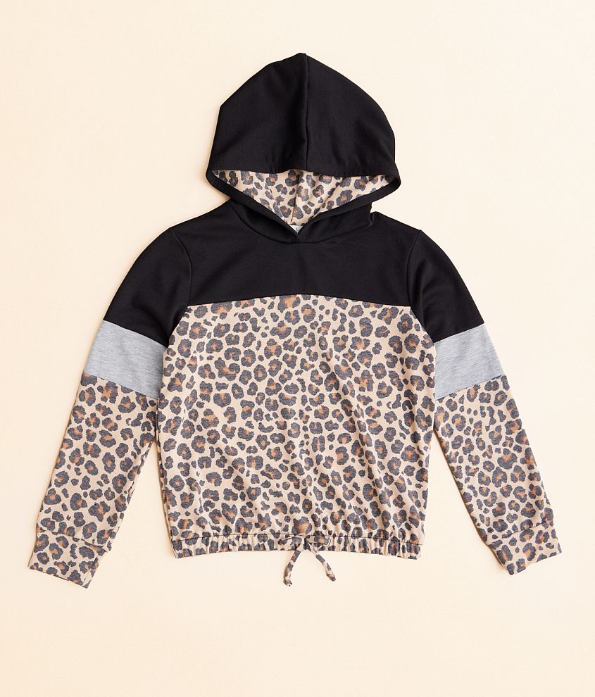 Girls - BKE Cheetah Print Hoodie front view