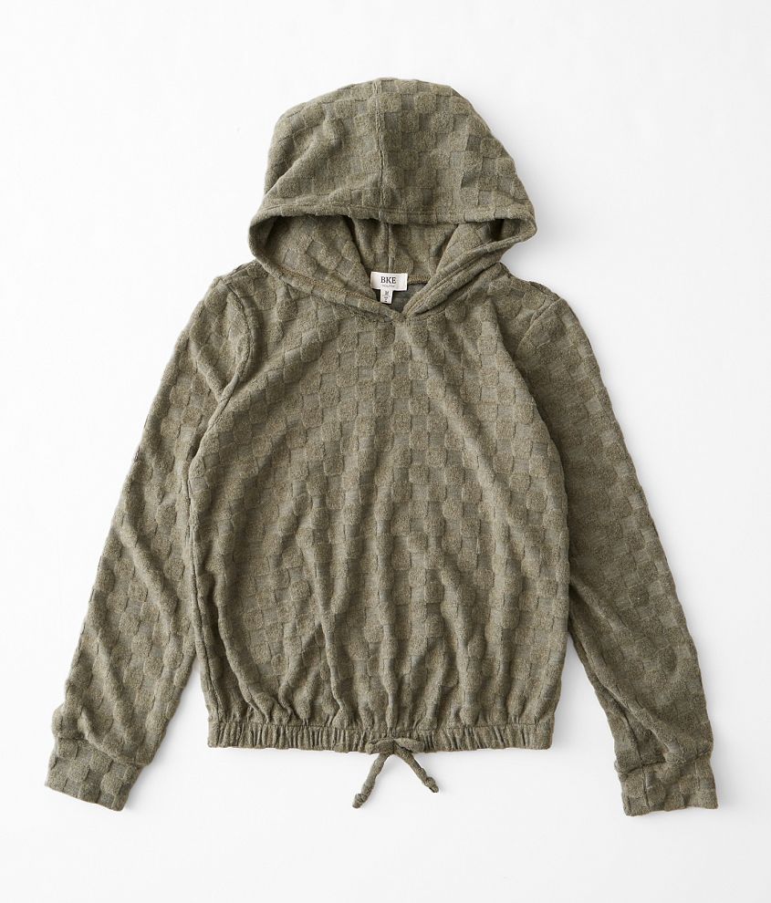 Girls - BKE Brushed Checker Hoodie front view