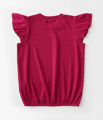 Daytrip Girls - Textured Ruffle Top BACK