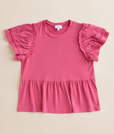 Willow & Root Girls - Ruffled Peplum Top front view