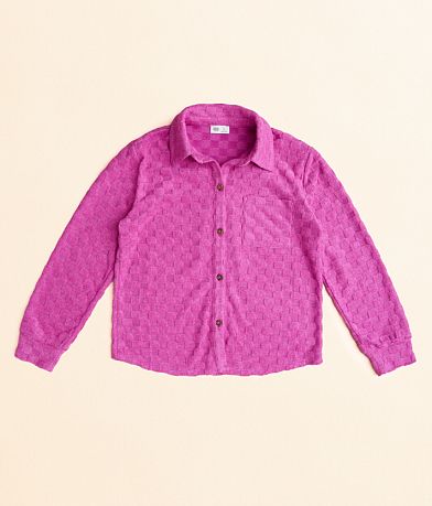 BKE Girls - Fuzzy Checker Shirt front view