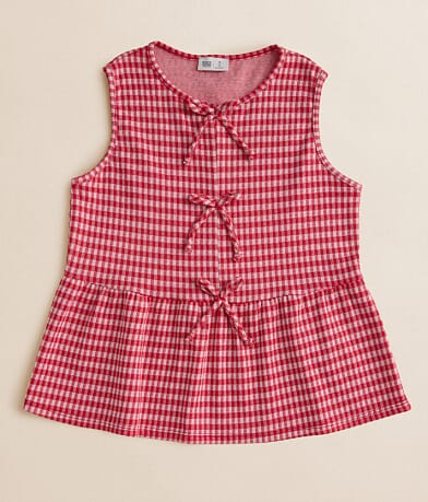 BKE Girls - Gingham Peplum Tank Top front view