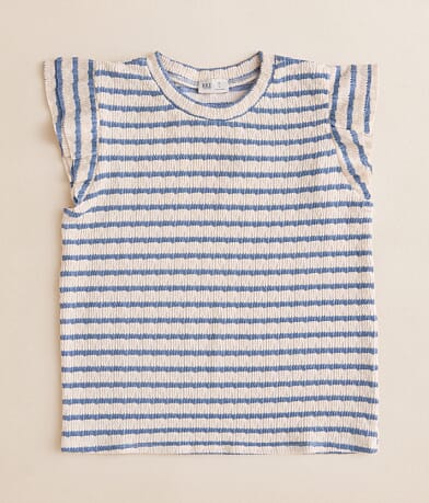 BKE Girls - Striped Flutter Top front view