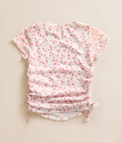 Girls - Flocked Floral Mesh Top thumbnail 2