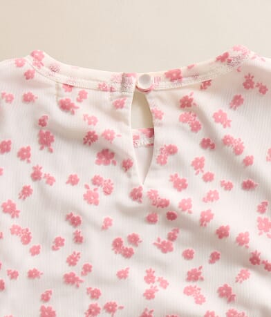 Girls - Flocked Floral Mesh Top thumbnail 3
