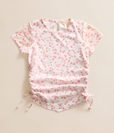 Girls - Flocked Floral Mesh Top