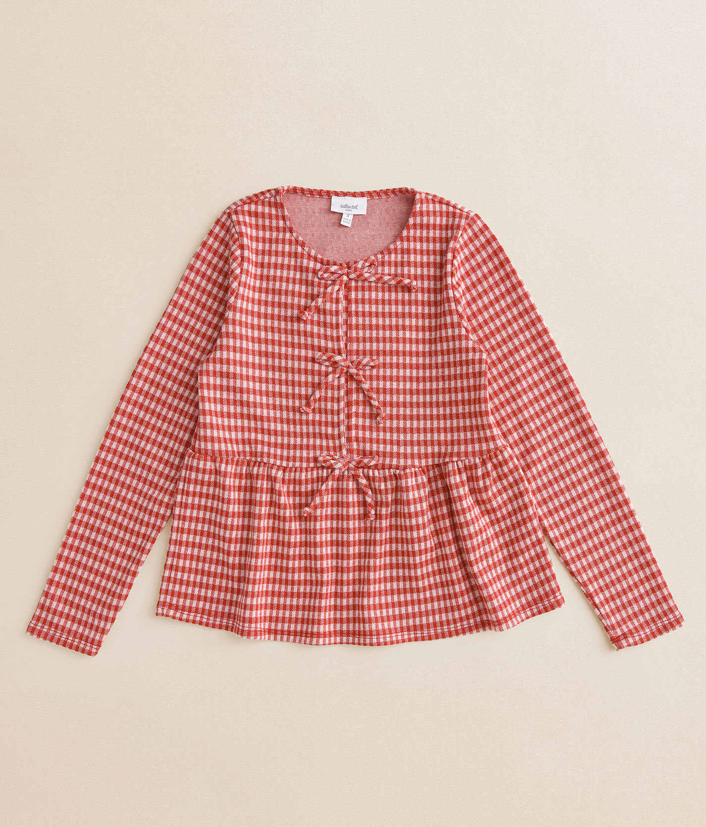 Girls - Willow & Root Gingham Bow Peplum Top - Girl's Shirts