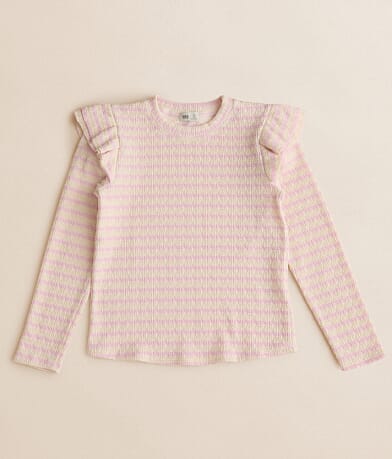 BKE Girls - Striped Ruffle Top front view