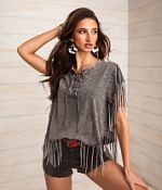 Sterling & Stitch Washed Fringe T-Shirt - Women's T-Shirts