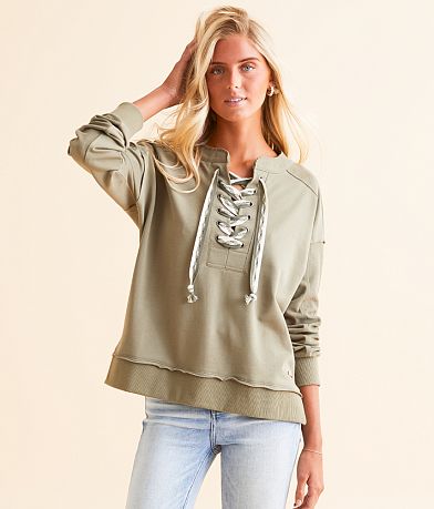 BKE Lace-Up Pullover front view
