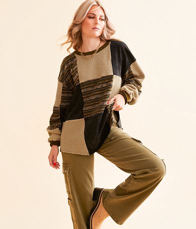 Gilded Intent Pieced Checker Pullover front view