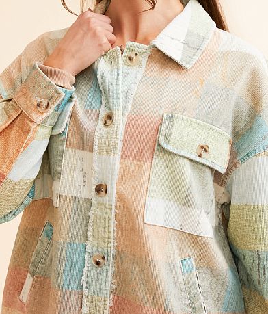 BKE Checkered Corduroy Oversized Shacket MISC_DETAIL_1