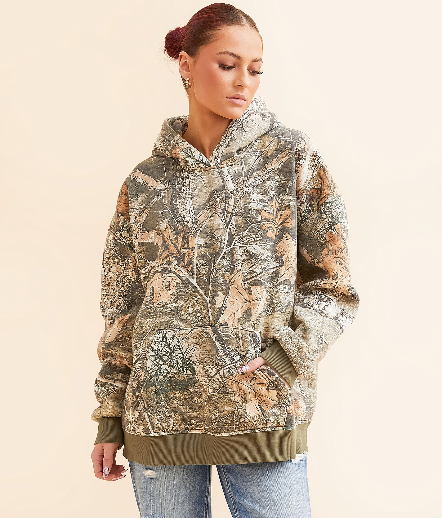 Womens Camo Hoodie TQWQT Womens Camo Hoodie Maple Leaf Print
