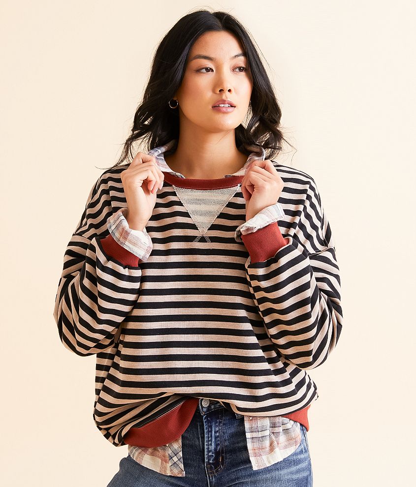 BKE Striped Knit Pullover front view