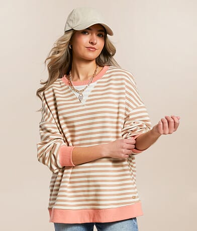 BKE Striped Knit Pullover front view