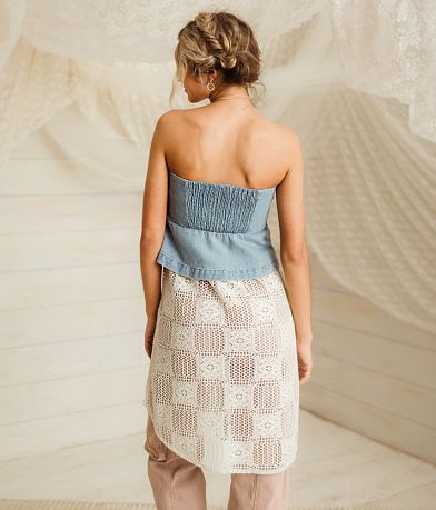 Gimmicks Denim &amp; Lace Tube Top BACK