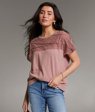 BKE Floral Lace Top front view