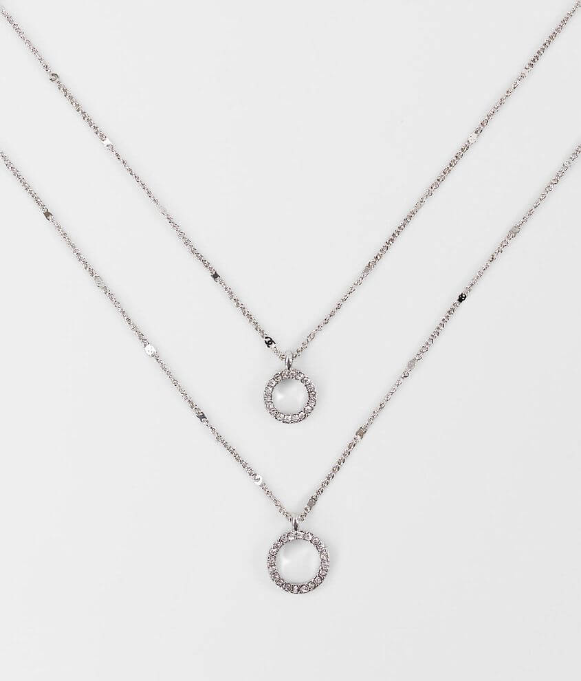 BKE Dainty Double Ring Necklace Set Women's Jewelry in Silver Buckle