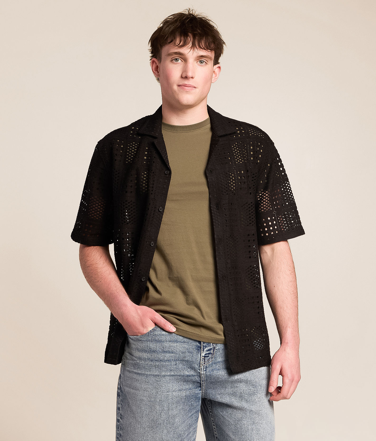 Sunset x Vine Crochet Shirt - Men's Shirts in Black | Buckle