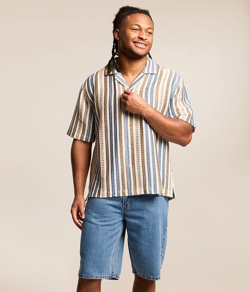 Sunset x Vine Striped Crochet Shirt - Men's Shirts in Ecru | Buckle