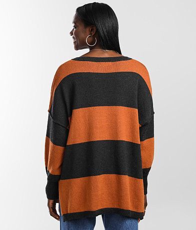 Gilded Intent Oversized Henley Sweater BACK