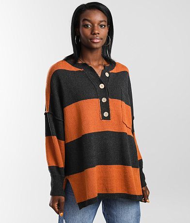 Gilded Intent Oversized Henley Sweater FULL_RIGHT_SIDE